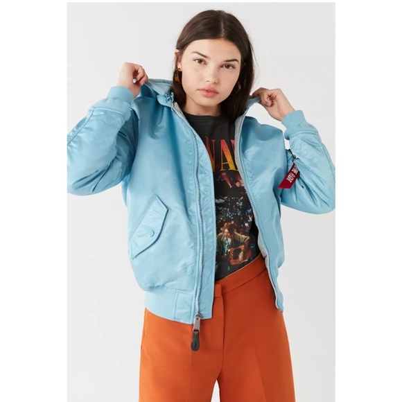 Alpha Industries MA-1 blue bomber jacket with hood size small - Picture 12 of 13